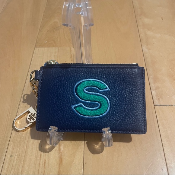 Tory Burch Navy and Green Key & Card Holder - Picture 1 of 4